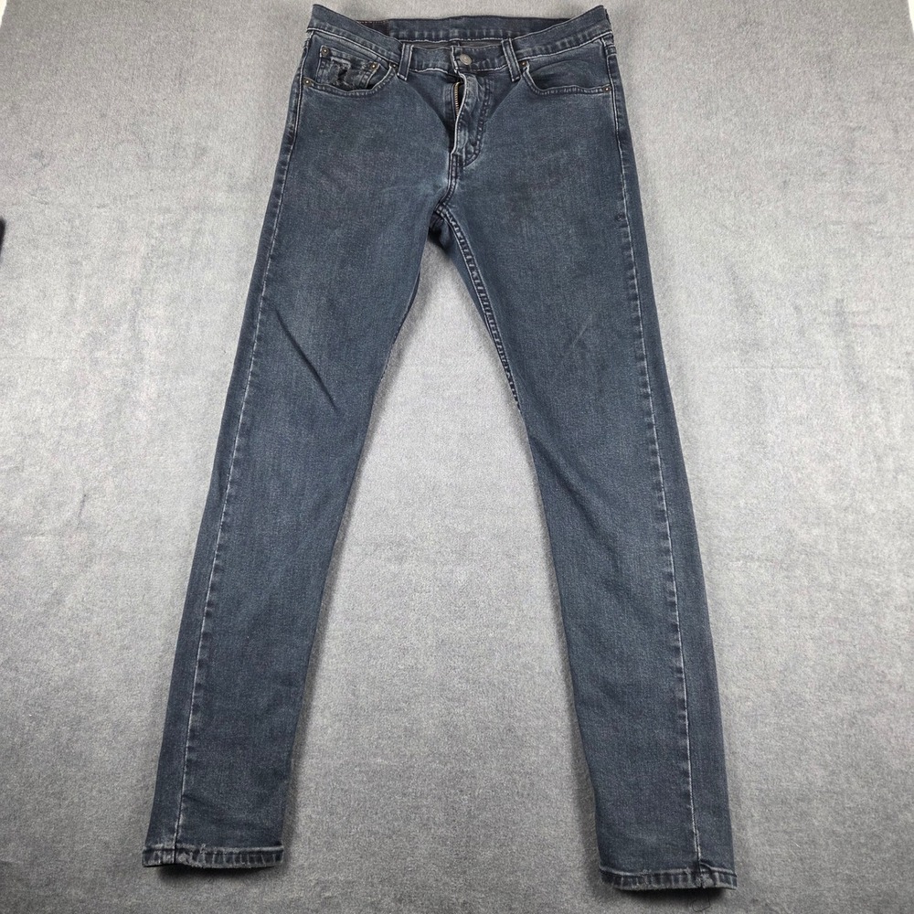 Levi's Skinny Taper Jeans Mens 33x32 Dark Wash Blue Good‎ Distressed Pocket